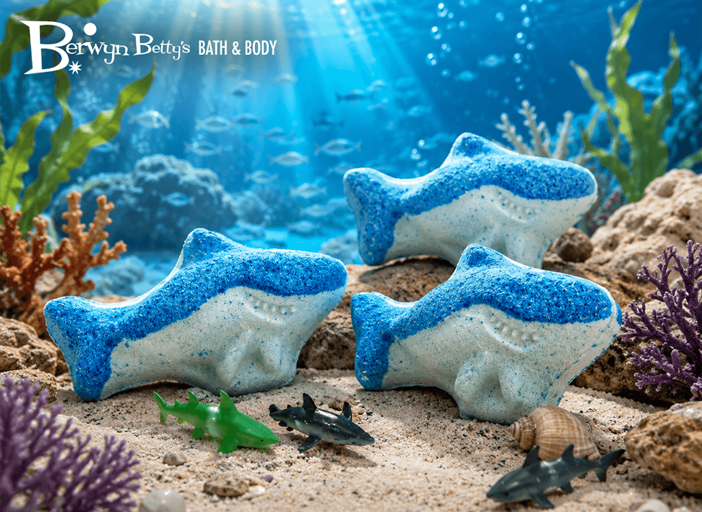 Shark Kids Bath Bomb with Toy Shark Figure Inside - Berwyn Betty's Bath & Body Shop
