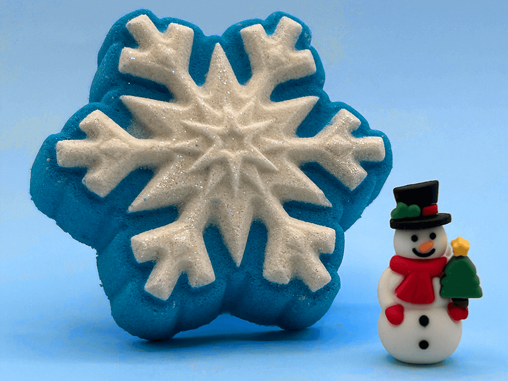Snowflake Kids Bath Bomb with Rubber Snowman Figure Inside - Berwyn Betty's Bath & Body Shop