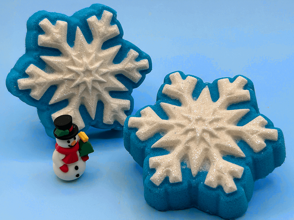 Snowflake Kids Bath Bomb with Rubber Snowman Figure Inside - Berwyn Betty's Bath & Body Shop