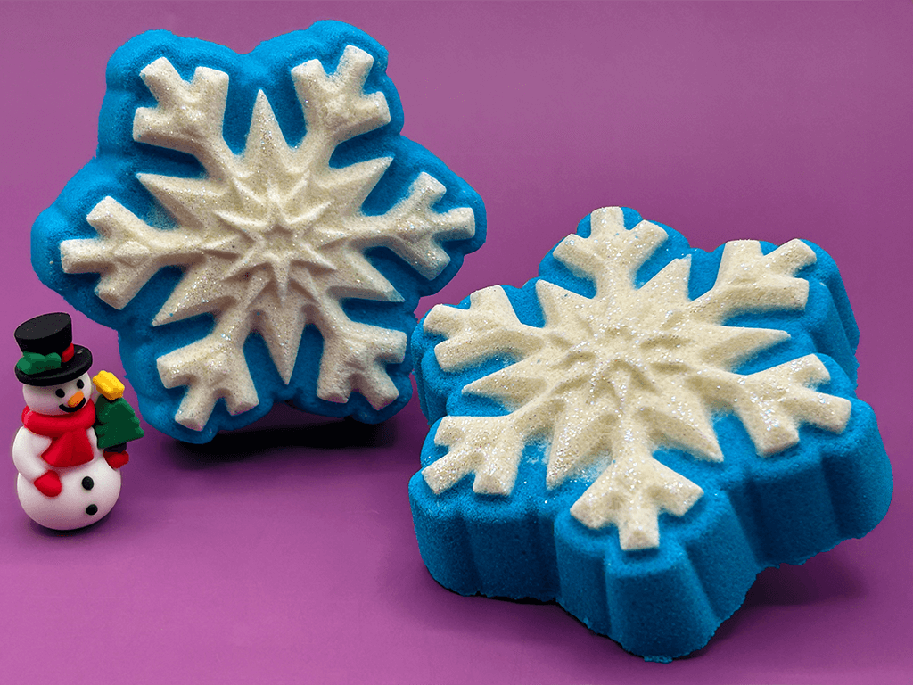Snowflake Kids Bath Bomb with Rubber Snowman Figure Inside - Berwyn Betty's Bath & Body Shop