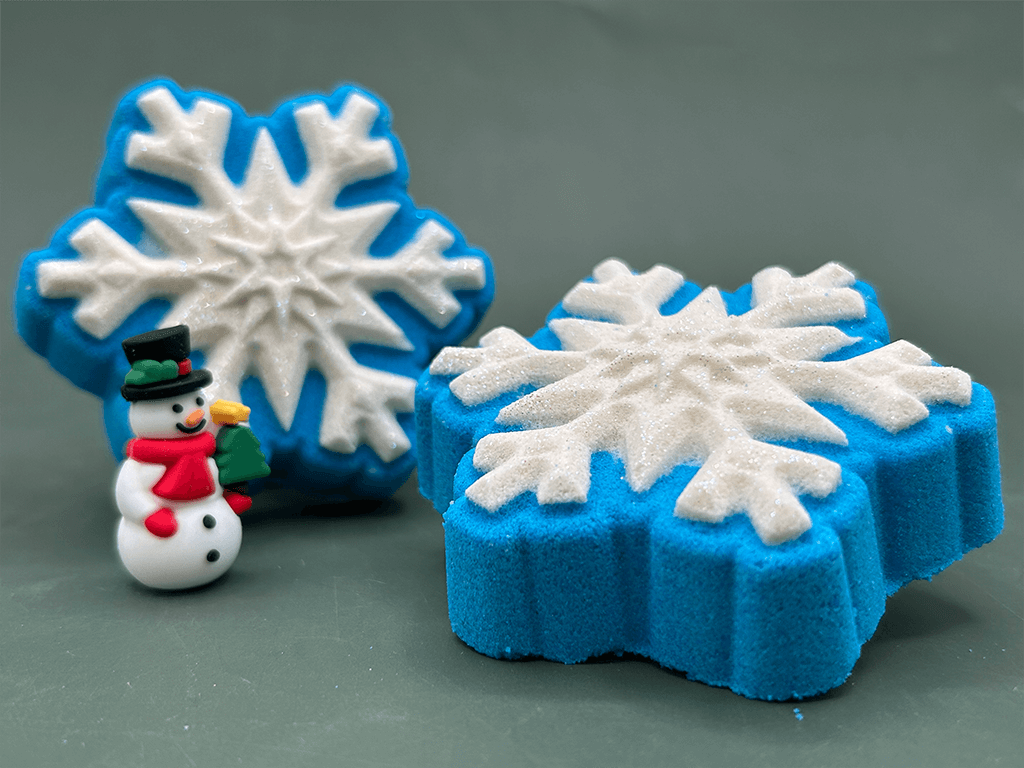 Snowflake Kids Bath Bomb with Rubber Snowman Figure Inside - Berwyn Betty's Bath & Body Shop
