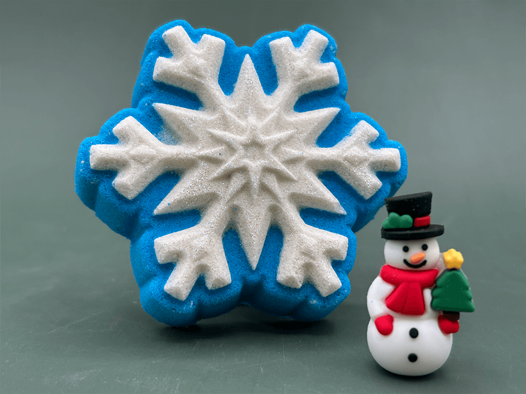 Snowflake Kids Bath Bomb with Rubber Snowman Figure Inside - Berwyn Betty's Bath & Body Shop