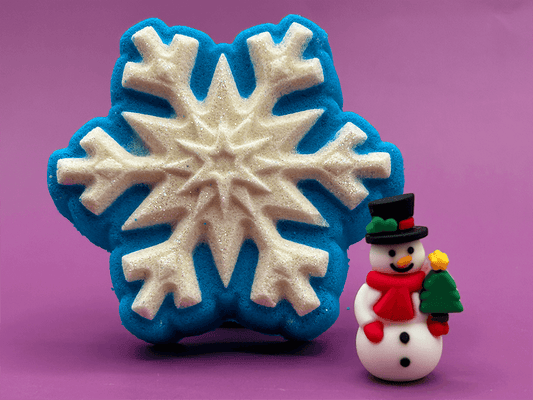 Snowflake Kids Bath Bomb with Rubber Snowman Figure Inside - Berwyn Betty's Bath & Body Shop