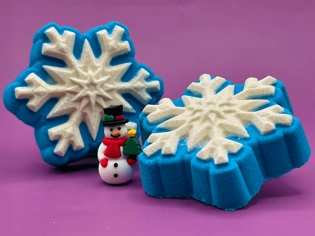 Snowflake Kids Bath Bomb with Rubber Snowman Figure Inside - Berwyn Betty's Bath & Body Shop
