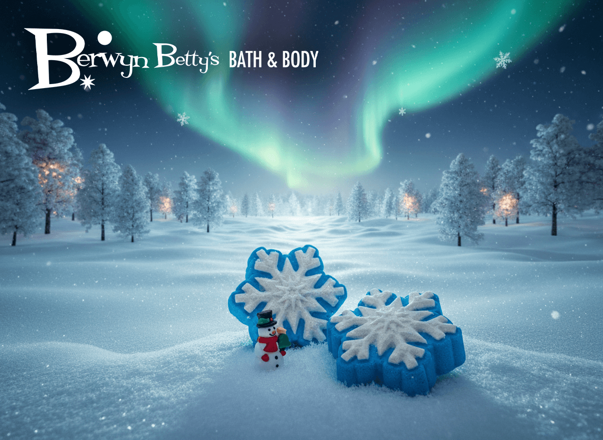 Snowflake Kids Bath Bomb with Rubber Snowman Figure Inside - Berwyn Betty's Bath & Body Shop
