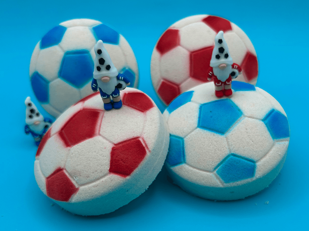 Soccer Ball Surprise Kids Bath Bomb with Soccer Gnome Minifigure Inside - Berwyn Betty's Bath & Body Shop
