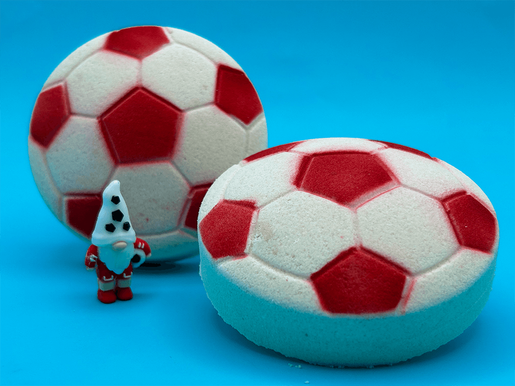 Soccer Ball Surprise Kids Bath Bomb with Soccer Gnome Minifigure Inside - Berwyn Betty's Bath & Body Shop