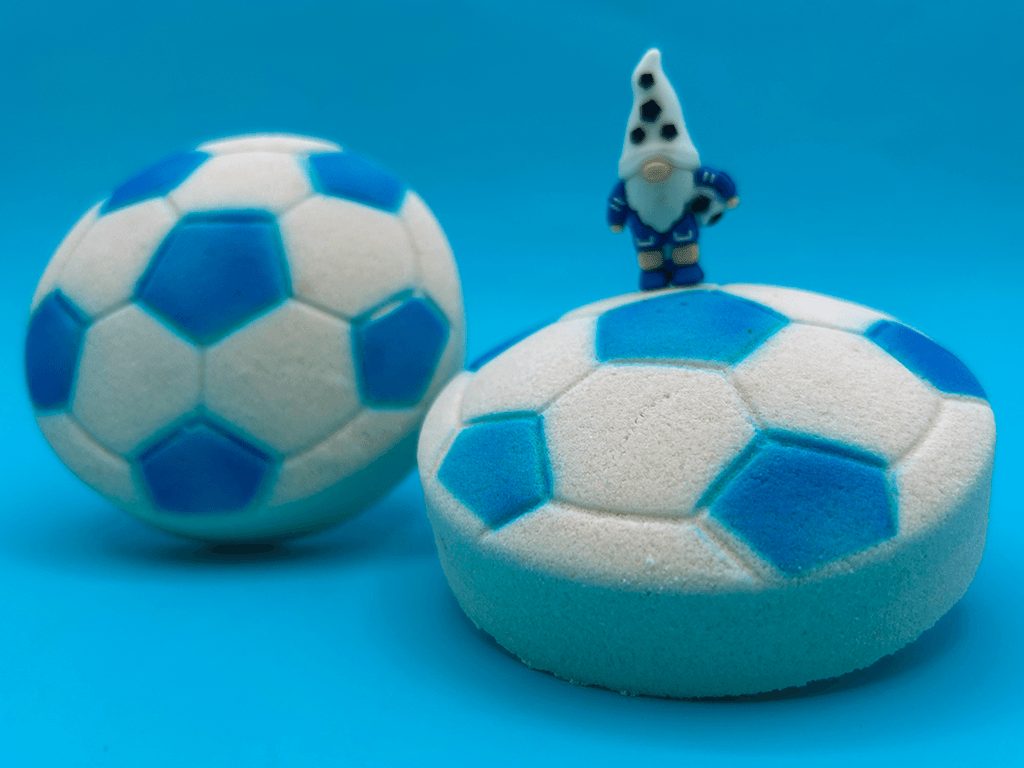 Soccer Ball Surprise Kids Bath Bomb with Soccer Gnome Minifigure Inside - Berwyn Betty's Bath & Body Shop