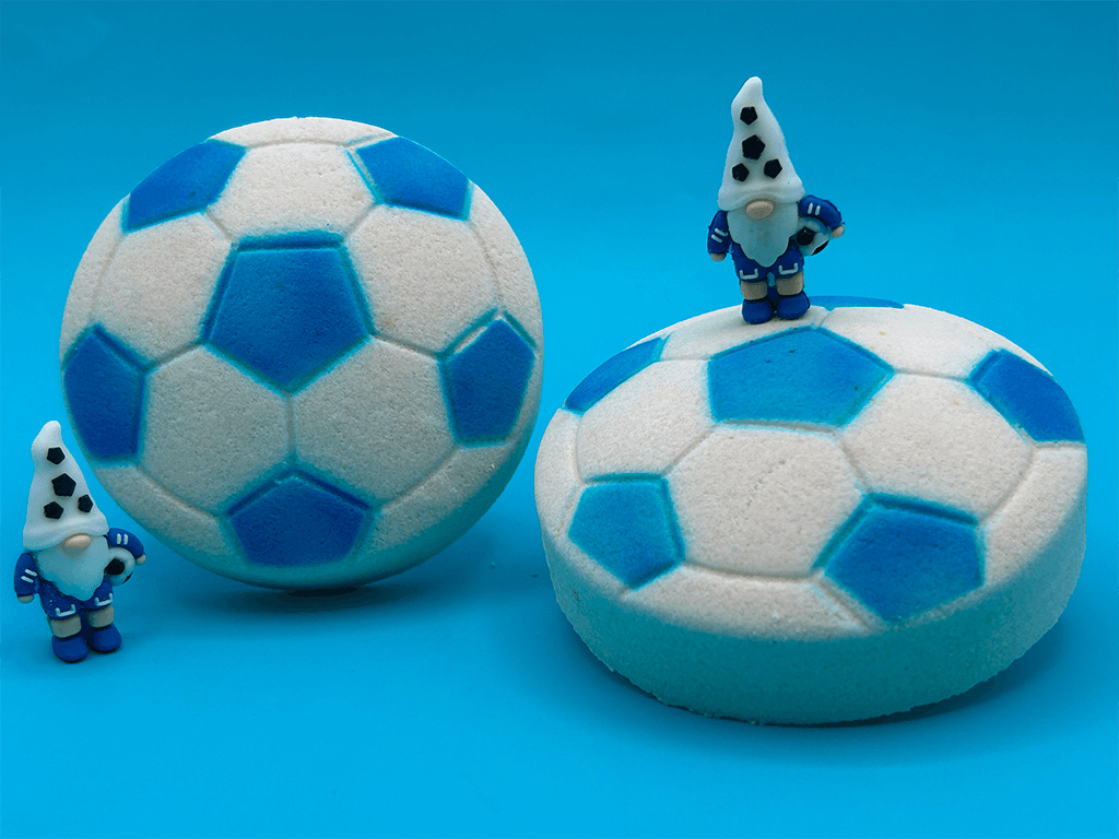 Soccer Ball Surprise Kids Bath Bomb with Soccer Gnome Minifigure Inside - Berwyn Betty's Bath & Body Shop