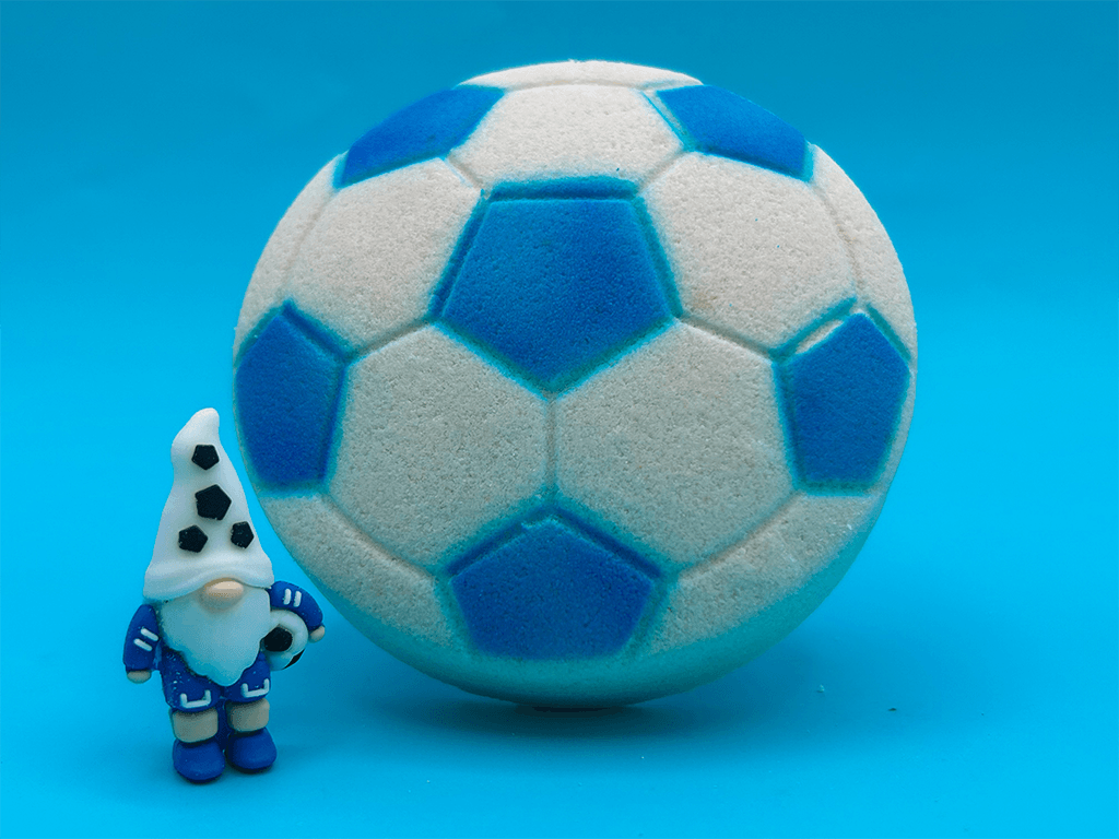 Soccer Ball Surprise Kids Bath Bomb with Soccer Gnome Minifigure Inside - Berwyn Betty's Bath & Body Shop