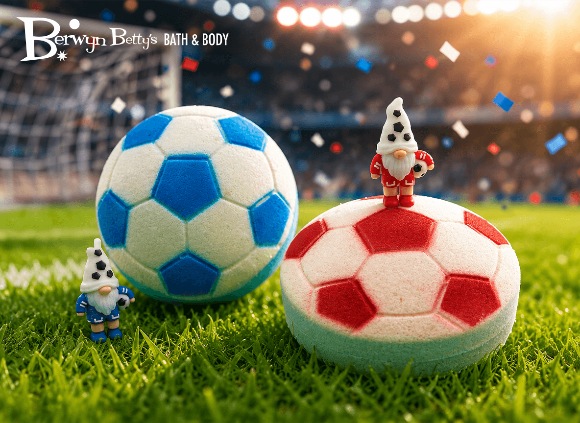 Soccer Ball Surprise Kids Bath Bomb with Soccer Gnome Minifigure Inside - Berwyn Betty's Bath & Body Shop