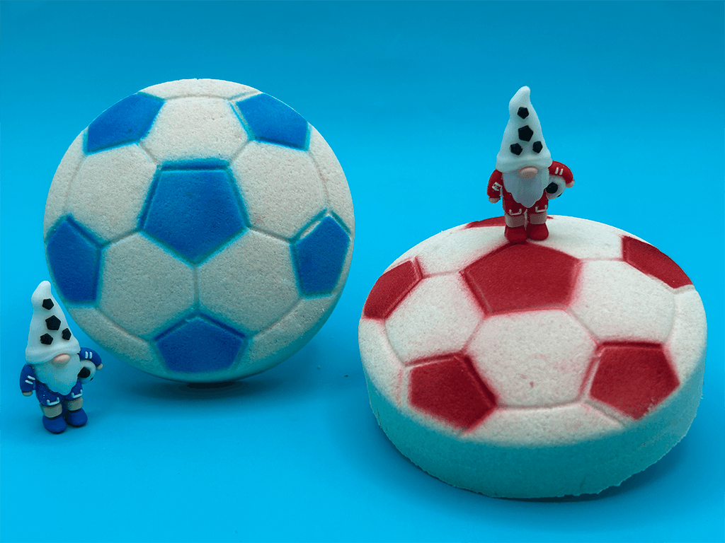 Soccer Ball Surprise Kids Bath Bomb with Soccer Gnome Minifigure Inside - Berwyn Betty's Bath & Body Shop