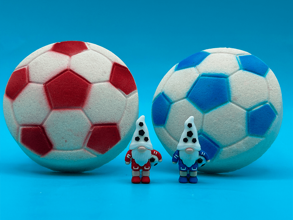 Soccer Ball Surprise Kids Bath Bomb with Soccer Gnome Minifigure Inside - Berwyn Betty's Bath & Body Shop