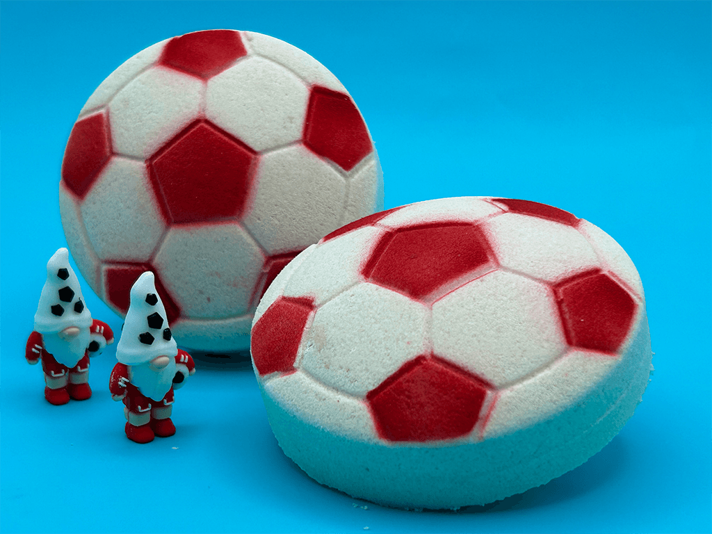 Soccer Ball Surprise Kids Bath Bomb with Soccer Gnome Minifigure Inside - Berwyn Betty's Bath & Body Shop
