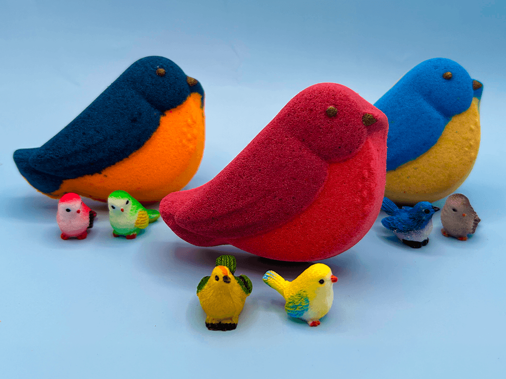 Spring Bird Kids Bath Bomb with Mini Bird Figure Inside - Berwyn Betty's Bath & Body Shop