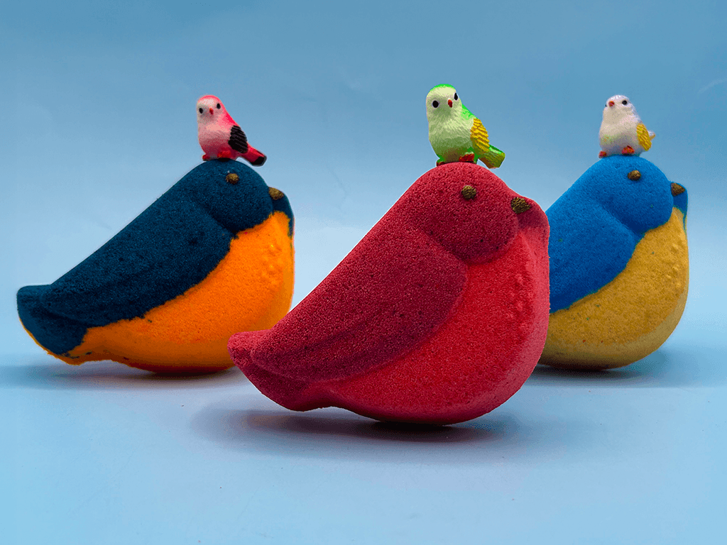 Spring Bird Kids Bath Bomb with Mini Bird Figure Inside - Berwyn Betty's Bath & Body Shop