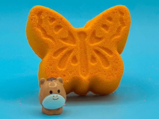 Spring Butterfly Kids Bath Bomb with Baby Foal Farm Animal Figure Inside - BASICS Collection - Berwyn Betty's Bath & Body Shop