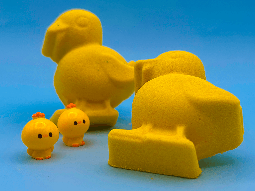 Spring Chick Kids Bath Bomb with Baby Chick Farm Animal Figure Inside - BASICS Collection - Berwyn Betty's Bath & Body Shop