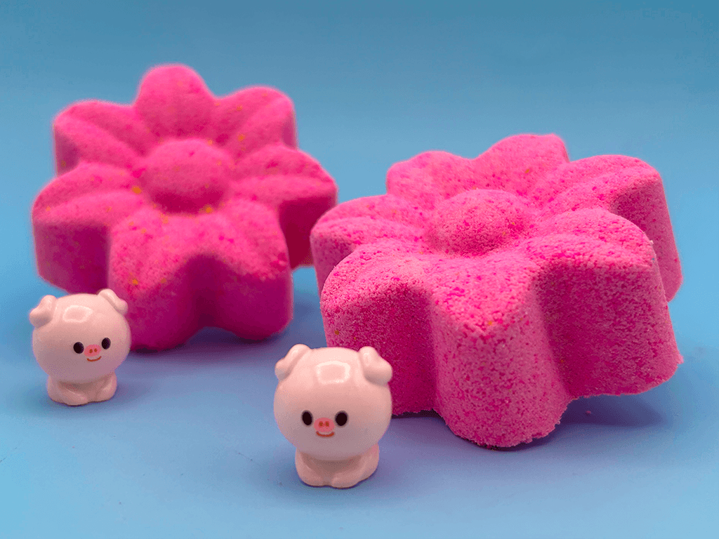 Spring Flower Kids Bath Bomb with Baby Piglet Farm Animal Figure Inside - BASICS Collection - Berwyn Betty's Bath & Body Shop