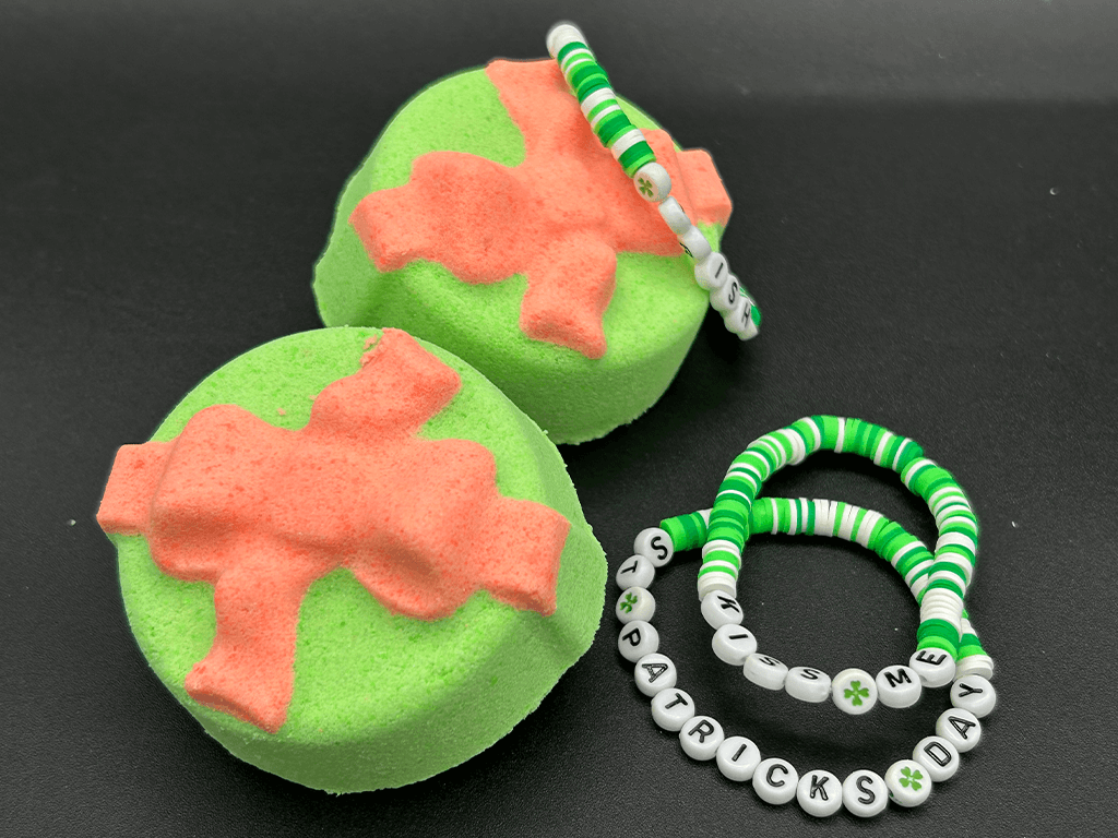St Patrick Gift Box Kids Bath Bomb with Toy Bracelet Inside - Berwyn Betty's Bath & Body Shop