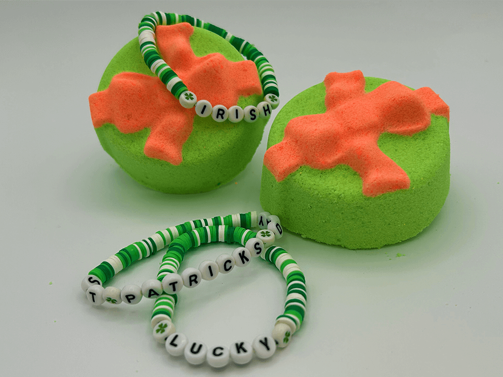 St Patrick Gift Box Kids Bath Bomb with Toy Bracelet Inside - Berwyn Betty's Bath & Body Shop