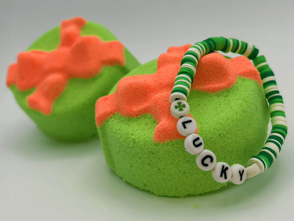 St Patrick Gift Box Kids Bath Bomb with Toy Bracelet Inside - Berwyn Betty's Bath & Body Shop