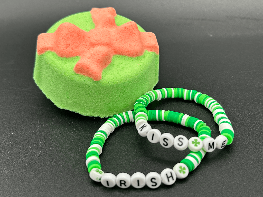 St Patrick Gift Box Kids Bath Bomb with Toy Bracelet Inside - Berwyn Betty's Bath & Body Shop