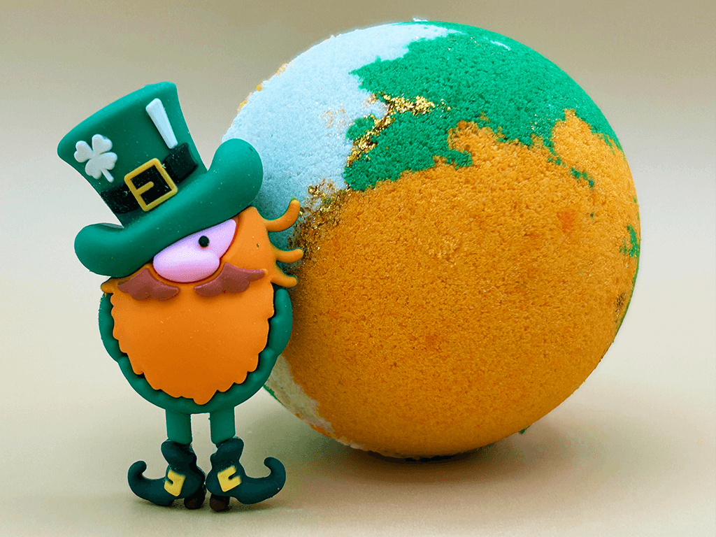 St Patrick’s Day Kids Bath Bomb with Leprechaun Toy Inside - Berwyn Betty's Bath & Body Shop