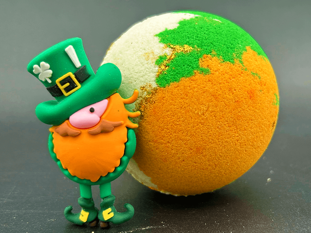 St Patrick’s Day Kids Bath Bomb with Leprechaun Toy Inside - Berwyn Betty's Bath & Body Shop