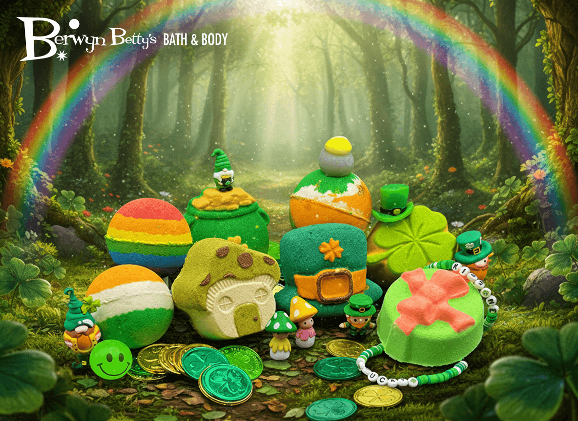 St Patrick's Kids Bath Bomb Collection Box with Holiday Themed Bombs - 6 ct - Berwyn Betty's Bath & Body Shop