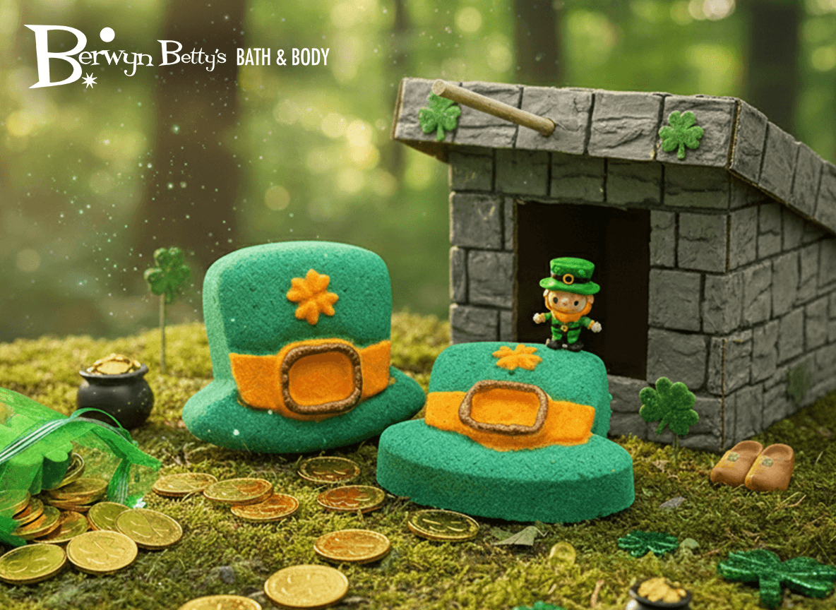 St Patrick's Leprechaun Hat Kids Bath Bomb with Little Leprechaun Figure Inside - Berwyn Betty's Bath & Body Shop