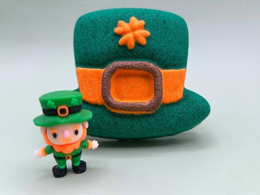 St Patrick's Leprechaun Hat Kids Bath Bomb with Little Leprechaun Figure Inside - Berwyn Betty's Bath & Body Shop