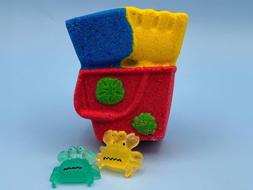 SUMMER SPLASH Beach & Pool Party Kids Bath Bomb Gift Box with Toys Inside - 6 ct - Berwyn Betty's Bath & Body Shop