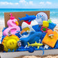 SUMMER SPLASH Beach & Pool Party Kids Bath Bomb Gift Box with Toys Inside - 6 ct - Berwyn Betty's Bath & Body Shop