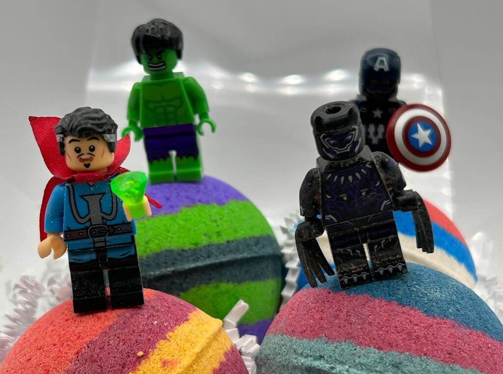 SUPERHERO BALL Kids Bath Bomb Gift Box with Toys Inside - 4 ct - Berwyn Betty's Bath & Body Shop