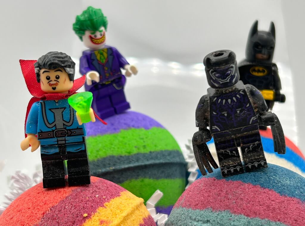 SUPERHERO BALL Kids Bath Bomb Gift Box with Toys Inside - 4 ct - Berwyn Betty's Bath & Body Shop