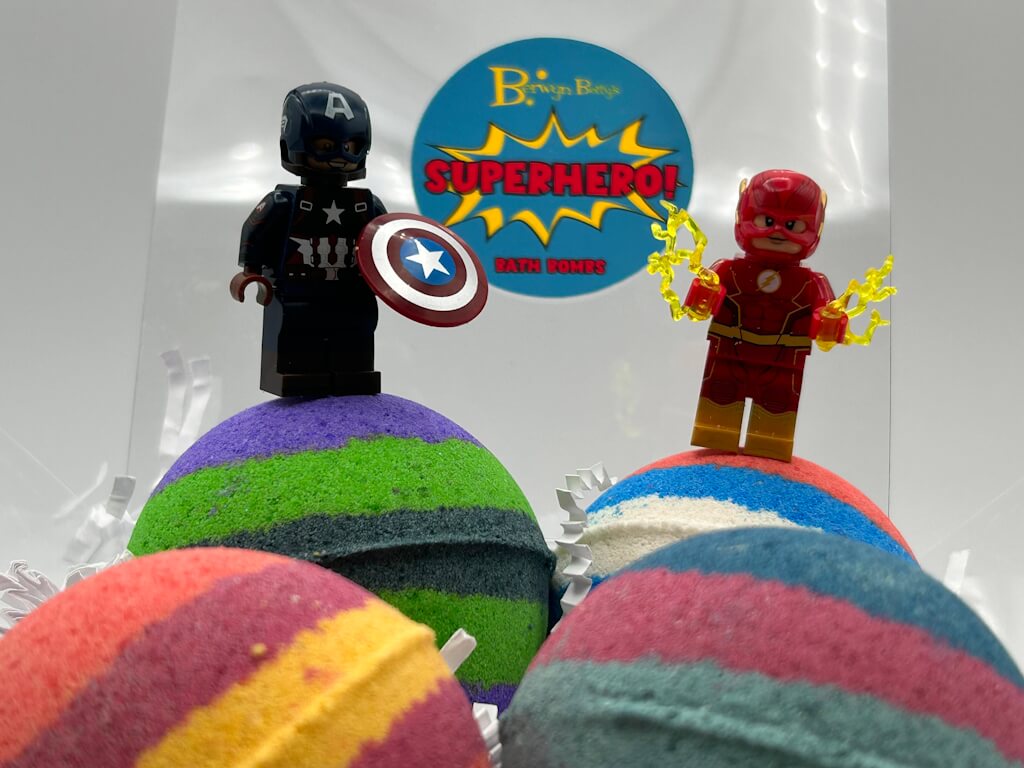 SUPERHERO BALL Kids Bath Bomb Gift Box with Toys Inside - 4 ct - Berwyn Betty's Bath & Body Shop