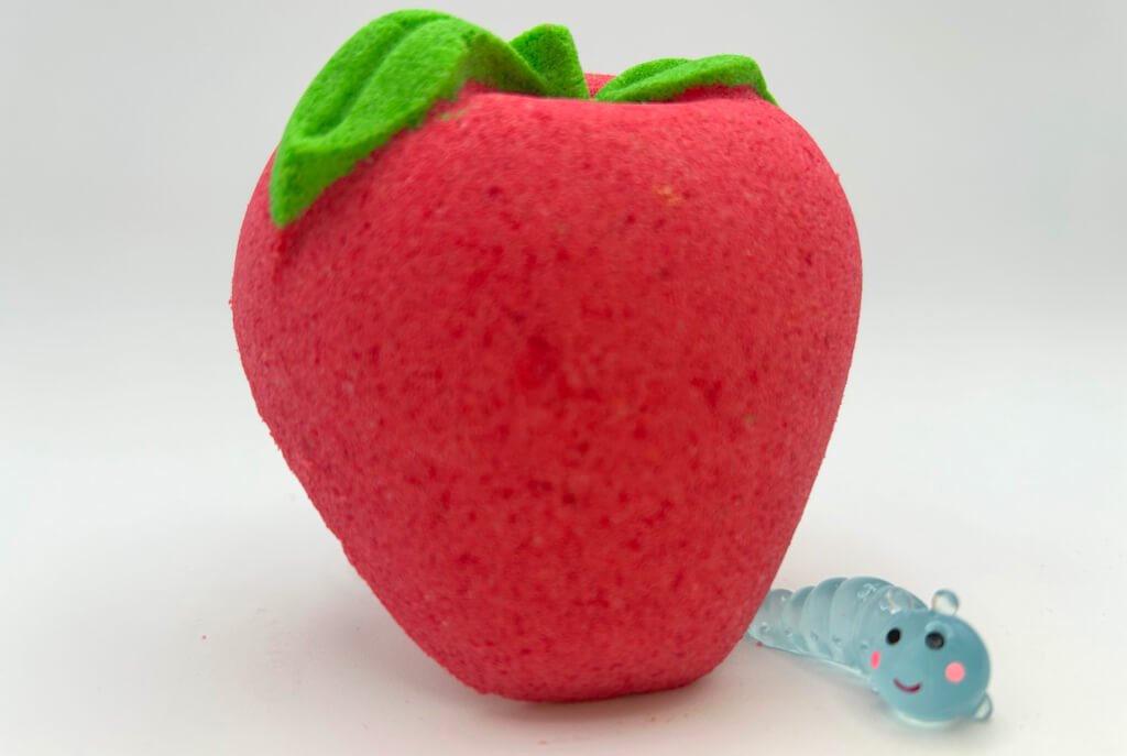 Teacher’s Apple Bath Bomb with Luminous Worm Inside - Berwyn Betty's Bath & Body Shop