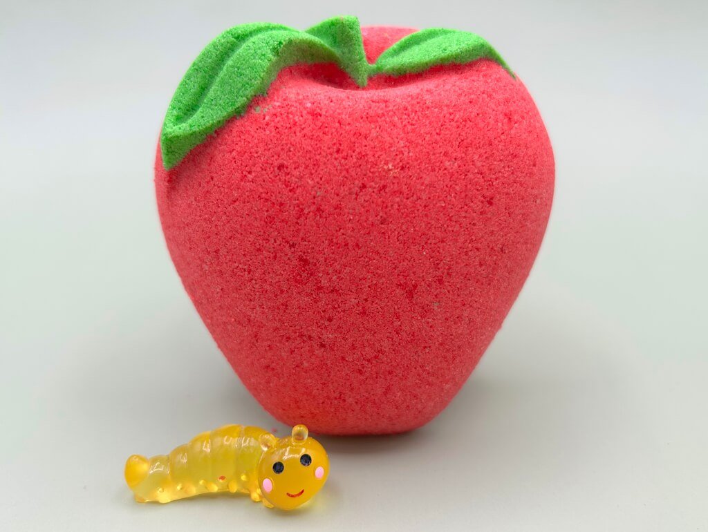 Teacher’s Apple Bath Bomb with Luminous Worm Inside - Berwyn Betty's Bath & Body Shop