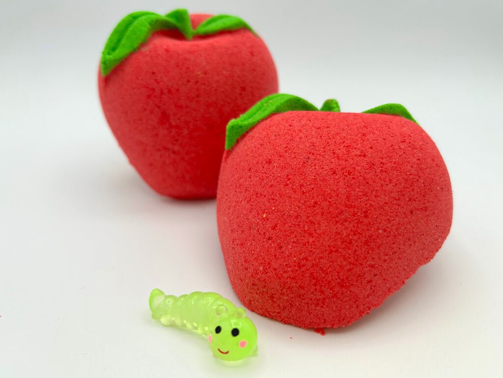 Teacher’s Apple Bath Bomb with Luminous Worm Inside - Berwyn Betty's Bath & Body Shop