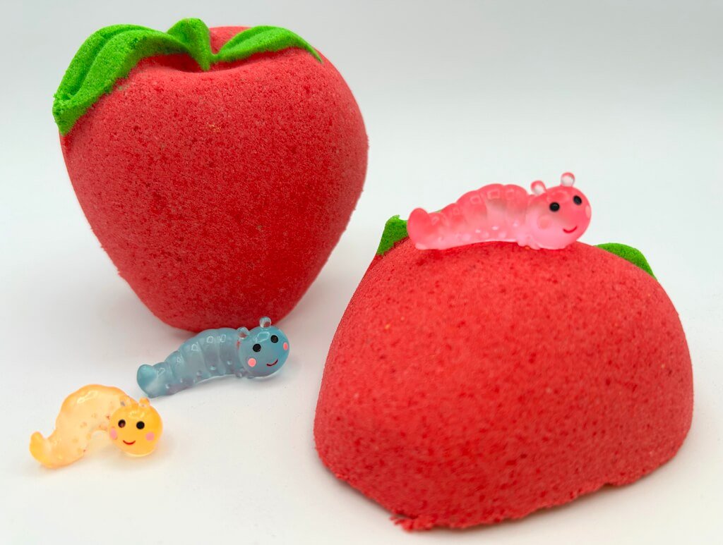 Teacher’s Apple Bath Bomb with Luminous Worm Inside - Berwyn Betty's Bath & Body Shop