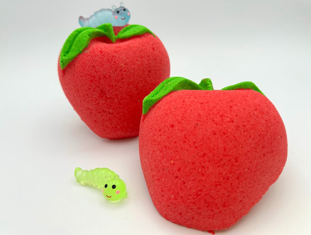 Teacher’s Apple Bath Bomb with Luminous Worm Inside - Berwyn Betty's Bath & Body Shop