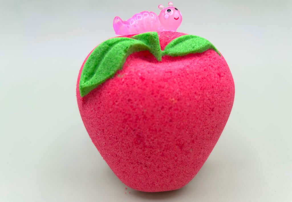 Teacher’s Apple Bath Bomb with Luminous Worm Inside - Berwyn Betty's Bath & Body Shop