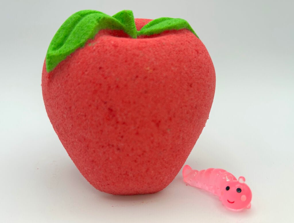 Teacher’s Apple Bath Bomb with Luminous Worm Inside - Berwyn Betty's Bath & Body Shop