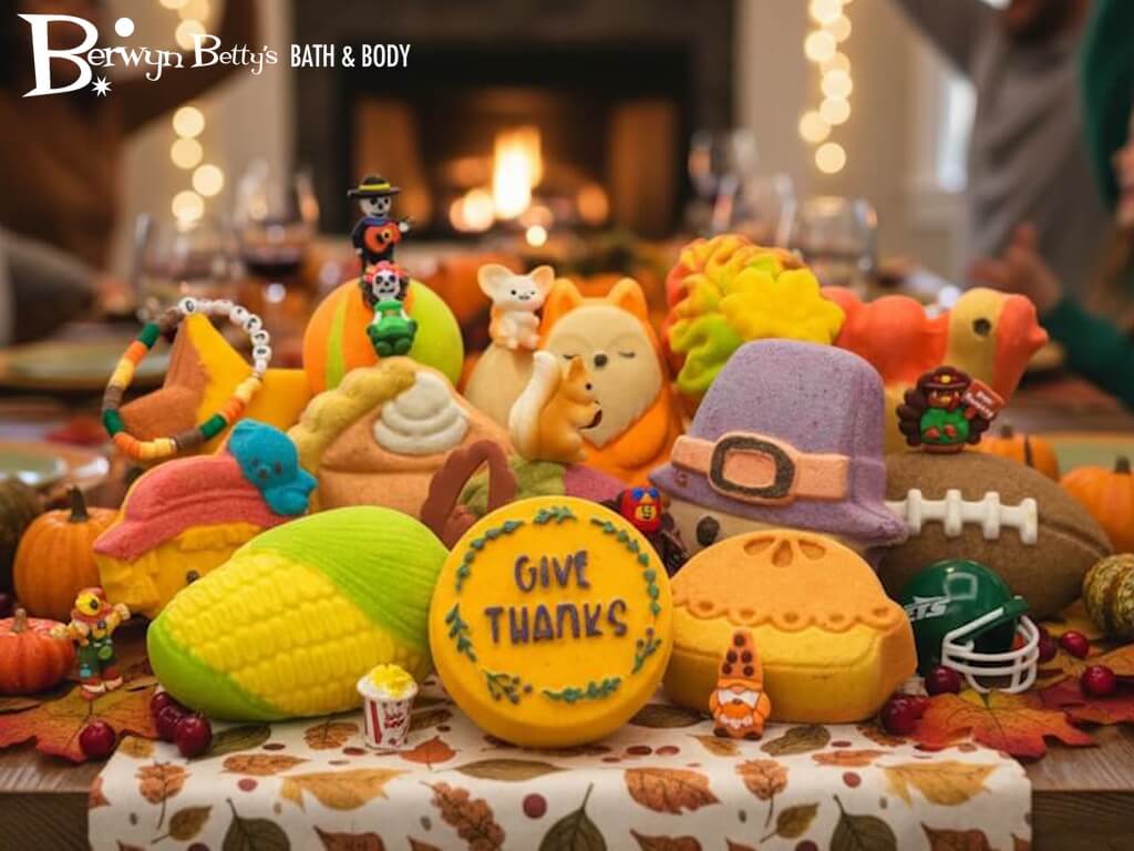 THANKSGIVING Kids Bath Bomb Gift Box with Holiday Themed Bombs - 6 ct - Berwyn Betty's Bath & Body Shop