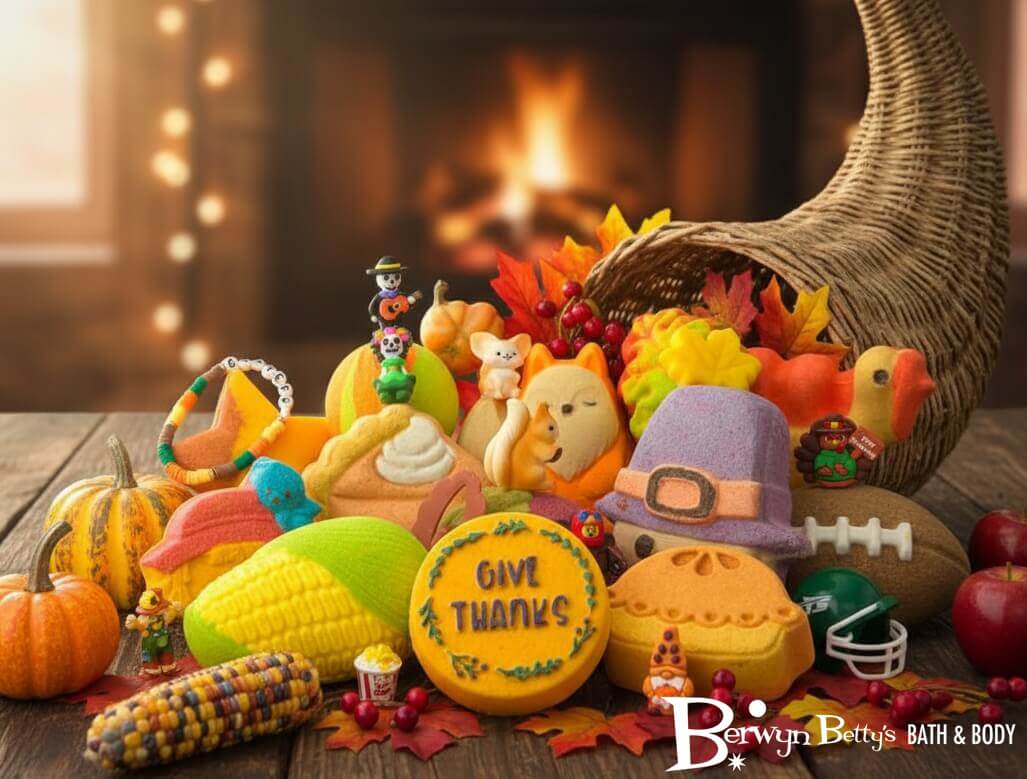 THANKSGIVING Kids Bath Bomb Gift Box with Holiday Themed Bombs - 6 ct - Berwyn Betty's Bath & Body Shop