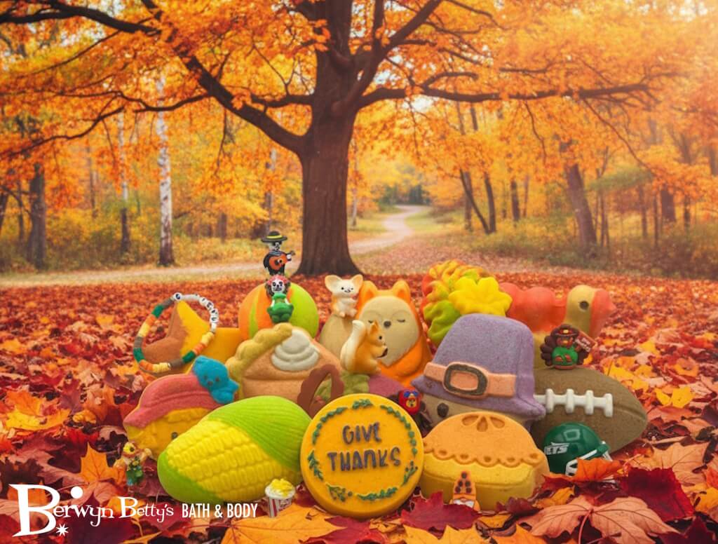 THANKSGIVING Kids Bath Bomb Gift Box with Holiday Themed Bombs - 6 ct - Berwyn Betty's Bath & Body Shop