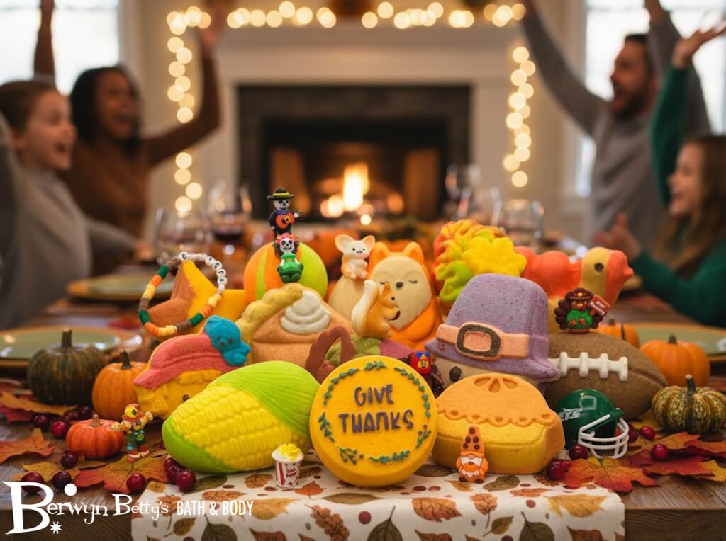 THANKSGIVING Kids Bath Bomb Gift Box with Holiday Themed Bombs - 6 ct - Berwyn Betty's Bath & Body Shop