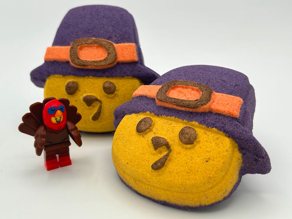 Tom Turkey Pilgrim Kids Bath Bomb with Turkey Minifigure Toy Inside - Berwyn Betty's Bath & Body Shop
