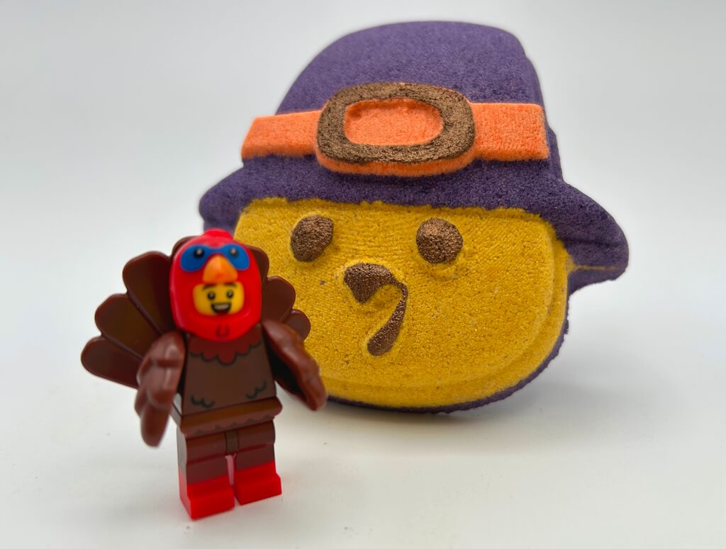 Tom Turkey Pilgrim Kids Bath Bomb with Turkey Minifigure Toy Inside - Berwyn Betty's Bath & Body Shop